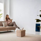LEDREM Piccolo pouf contenitore pieghevole, 31 x 41 x 31 cm, pouf robusto con vano portaoggetti nascosto, supporta fino a 130 kg