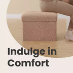 LEDREM Piccolo pouf contenitore pieghevole, 31 x 41 x 31 cm, pouf robusto con vano portaoggetti nascosto, supporta fino a 130 kg