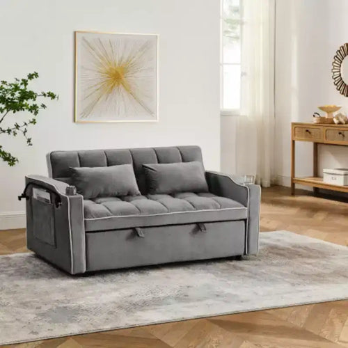 55.51'' Convertible Sofa Bed with USB, Ashtray, Phone Stand - 3 Sizes