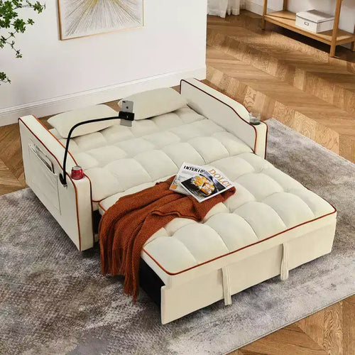 Canapé-lit convertible 55,51'' avec USB, cendrier, support de téléphone - 3 tailles