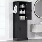 Mobiletto alto da bagno Whisen, Mobiletto indipendente con ganci e ripiani regolabili