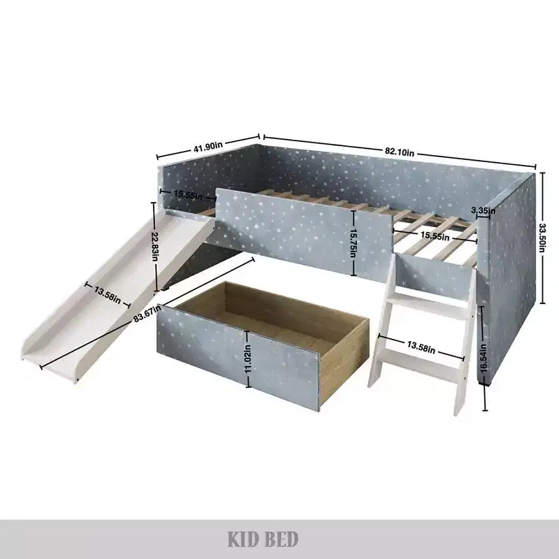 Letto a soppalco CasePiece in velluto (2/2)