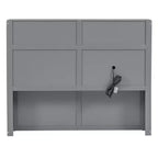 Letto a piattaforma idraulico Full/Queen con contenitore testiera a LED, stazione di ricarica, 2 cassetti e spazio di archiviazione sotto il letto, Bianco/Grigio-ModernLuxe