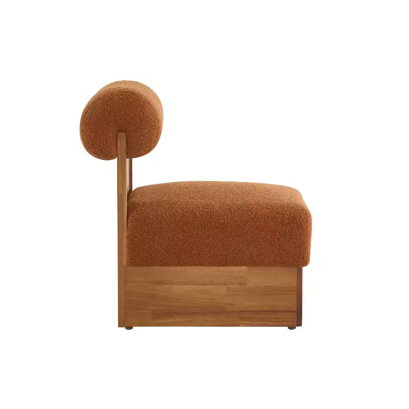 Christopher Knight Home Pedro Sedia di design imbottita in bouclé con struttura in legno di gomma e schienale arrotolato