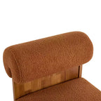 Christopher Knight Home Pedro Sedia di design imbottita in bouclé con struttura in legno di gomma e schienale arrotolato