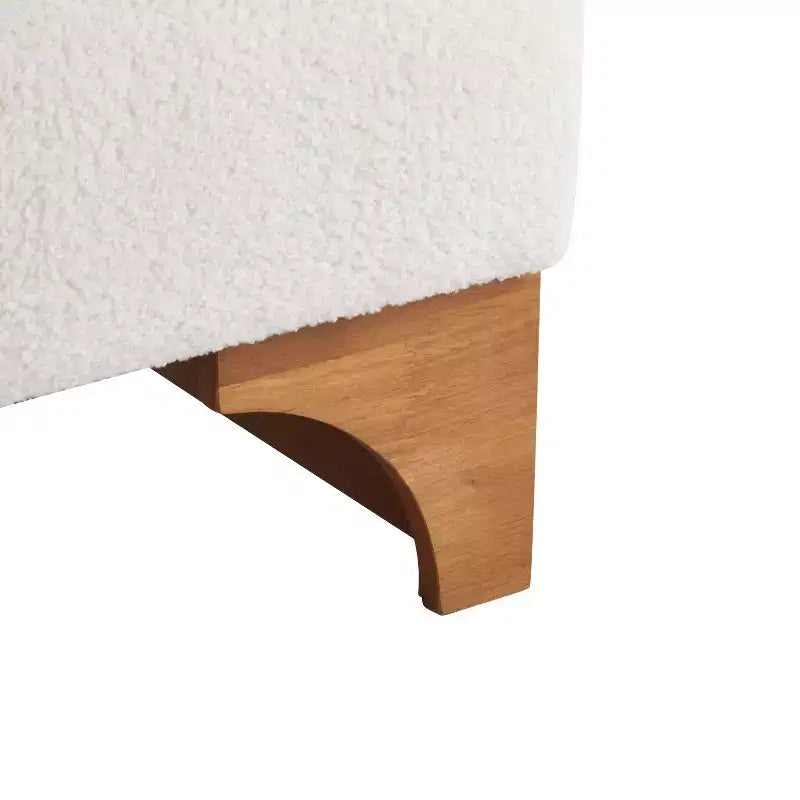 Christopher Knight Home Pedro Sedia di design imbottita in bouclé con struttura in legno di gomma e schienale arrotolato
