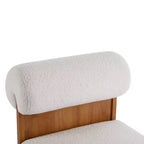 Christopher Knight Home Pedro Sedia di design imbottita in bouclé con struttura in legno di gomma e schienale arrotolato