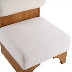 Christopher Knight Home Pedro Sedia di design imbottita in bouclé con struttura in legno di gomma e schienale arrotolato