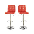 Simple Relax Set of 2 Faux Leather Barstools with Gas Lift in Red