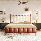 Christopher Knight Home Caitria Letto Imbottito Moderno in Similpelle con Testiera e Pediera