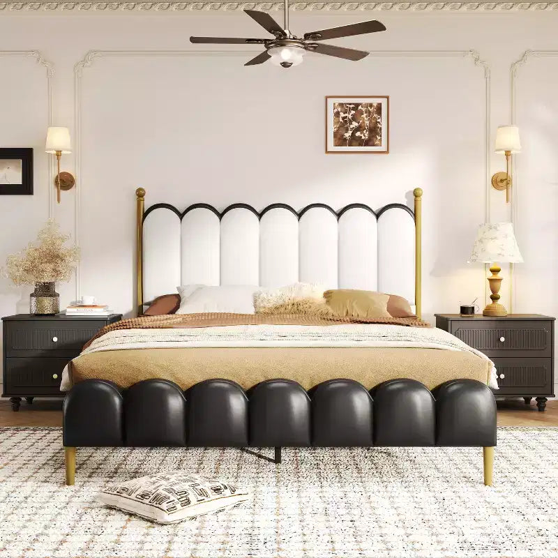 Christopher Knight Home Caitria Letto Imbottito Moderno in Similpelle con Testiera e Pediera