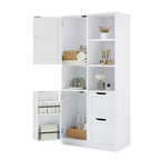 Mobiletto da bagno Whisen White, mobiletto autoportante con spazio di archiviazione multiplo e ripiano aperto