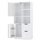 Mobiletto da bagno Whisen White, mobiletto autoportante con spazio di archiviazione multiplo e ripiano aperto