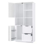 Mobiletto da bagno Whisen White, mobiletto autoportante con spazio di archiviazione multiplo e ripiano aperto