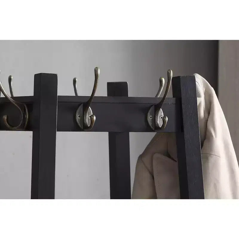 Appendiabiti Roundhill Furniture Vassen con ripiani portaoggetti a 3 livelli - Finitura nera
