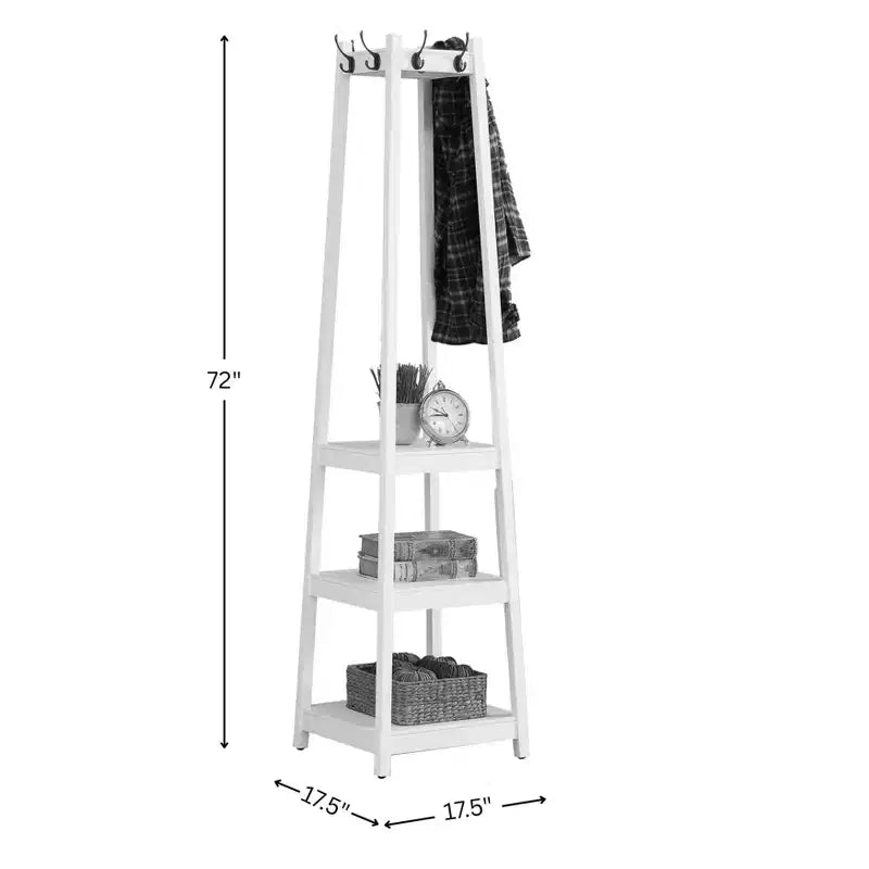 Appendiabiti Roundhill Furniture Vassen con ripiani portaoggetti a 3 livelli - Finitura nera