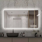 48x32 LED Bathroom Mirror: 3 Colors, 5-Level Dimmable, Anti-Fog, Wall Mounted, Horizontal/Vertical
