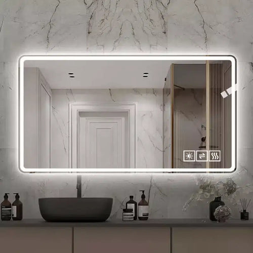 48x32 LED Bathroom Mirror: 3 Colors, 5-Level Dimmable, Anti-Fog, Wall Mounted, Horizontal/Vertical