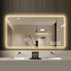 Specchio da bagno a LED 48x32: 3 colori, dimmerabile a 5 livelli, anti-appannamento, montaggio a parete, orizzontale/verticale