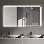 Specchio da bagno a LED 48x32: 3 colori, dimmerabile a 5 livelli, anti-appannamento, montaggio a parete, orizzontale/verticale