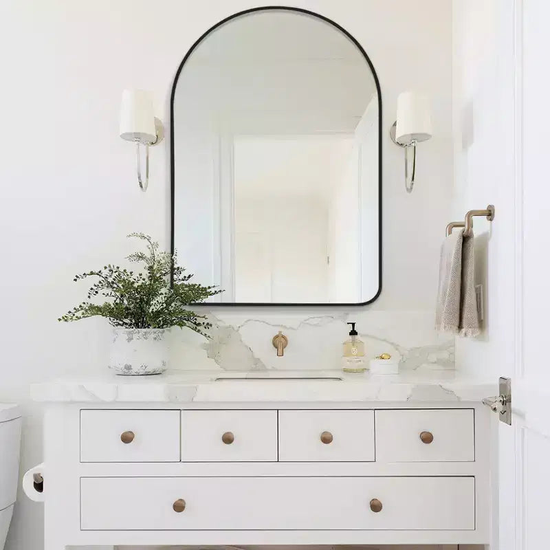 Aluminum Slim Arch Mirror - Black Frame 91x61cm
