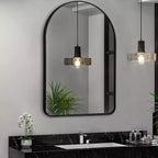 Specchio ad arco sottile in alluminio - Cornice nera 91x61 cm