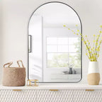 Specchio ad arco sottile in alluminio - Cornice nera 91x61 cm