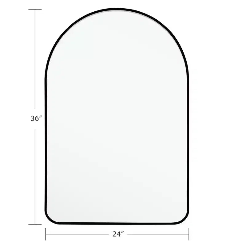 Specchio ad arco sottile in alluminio - Cornice nera 91x61 cm