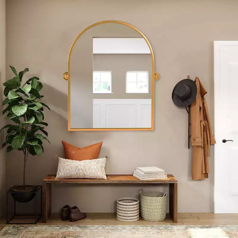Specchio ad arco in ferro dorato 80x60cm