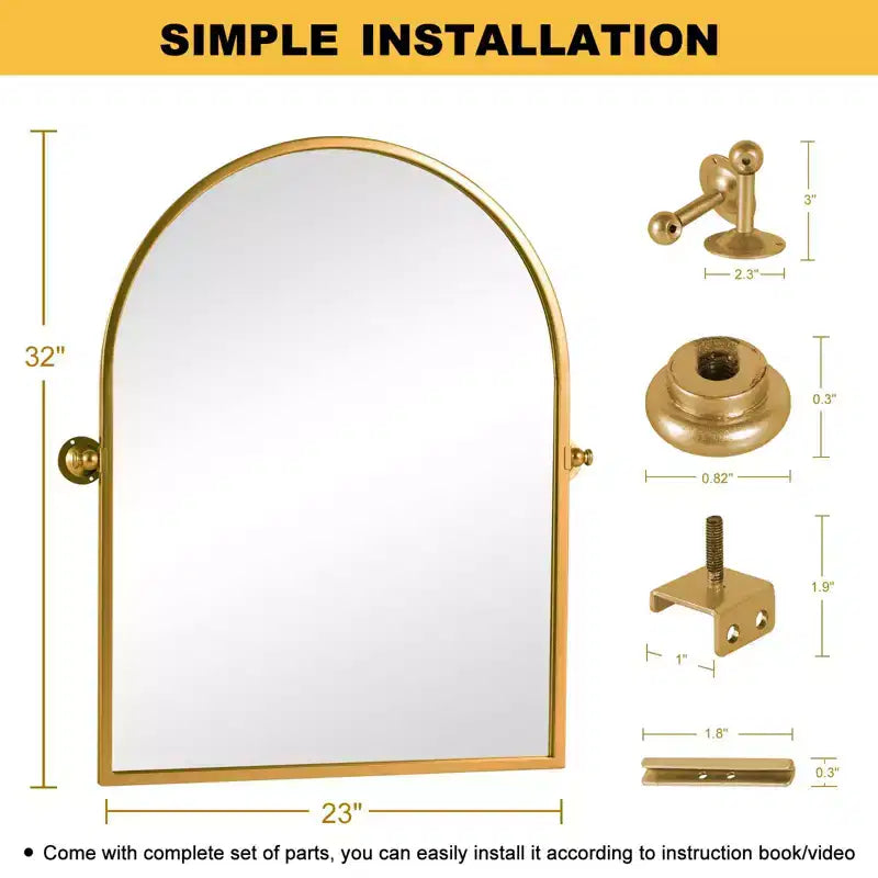 Specchio ad arco in ferro dorato 80x60cm