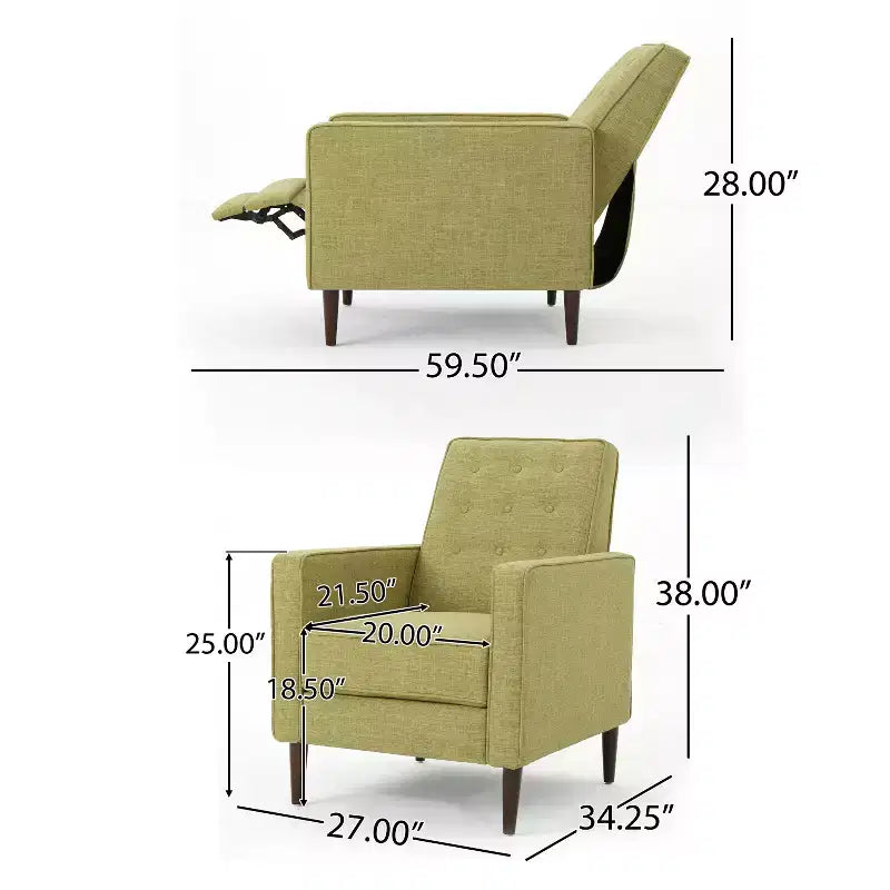 GDFStudio Mason Poltrone reclinabili a spinta trapuntate moderne di metà secolo (set di 2)
