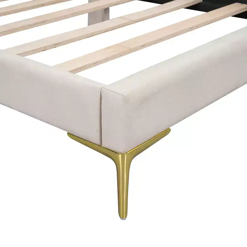 Divano letto imbottito in lino Twin/Full Size con testiera e braccioli, gambe di supporto - HABITRIO