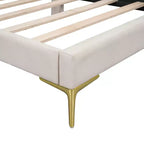 Divano letto imbottito in lino Twin/Full Size con testiera e braccioli, gambe di supporto - HABITRIO