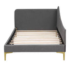 Divano letto imbottito in lino Twin/Full Size con testiera e braccioli, gambe di supporto - HABITRIO