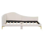 Divano letto imbottito in lino Twin/Full Size con testiera e braccioli, gambe di supporto - HABITRIO