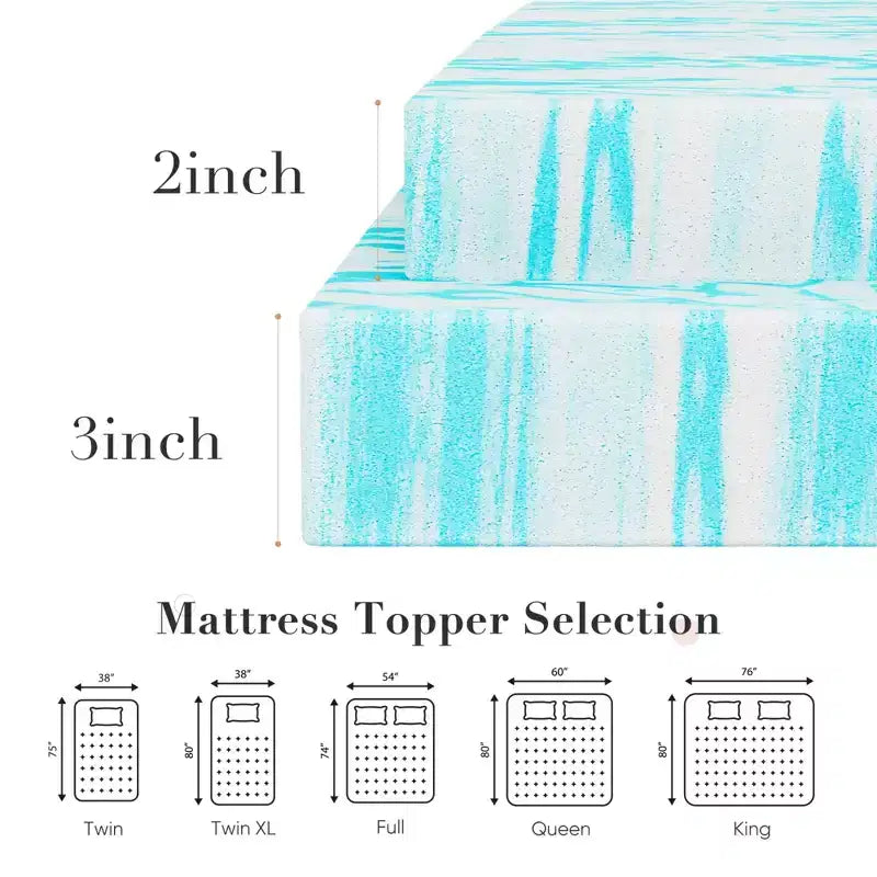 Materasso in Memory Foam Blu Morbido da 2 Pollici Queen Size: Sperimenta il Massimo Comfort con la Nostra Soluzione Premium per il Sonno