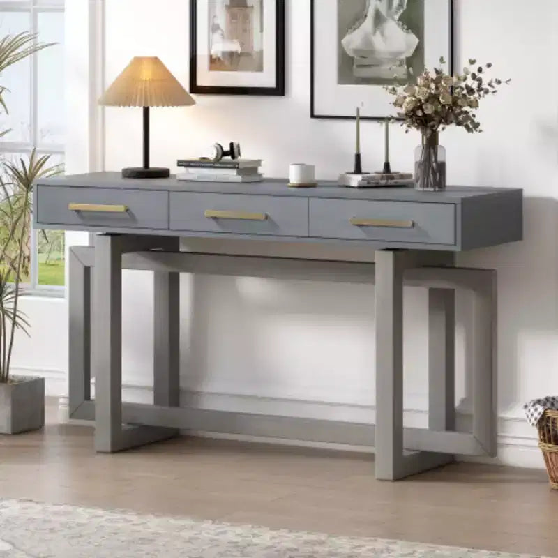Elegante consolle con tre cassetti, tavolino da ingresso extra lungo per ingresso, corridoio, soggiorno, foyer, corridoio