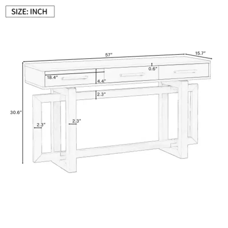 Elegante consolle con tre cassetti, tavolino da ingresso extra lungo per ingresso, corridoio, soggiorno, foyer, corridoio
