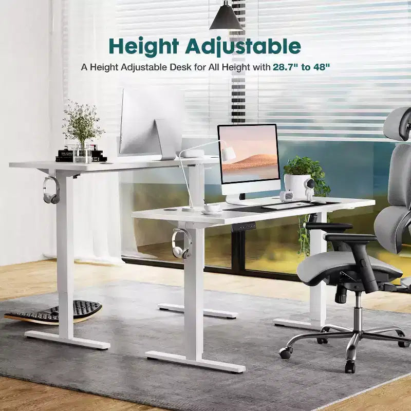 Bureau ergonomique réglable en hauteur avec support en T en métal Postes de travail informatiques modernes