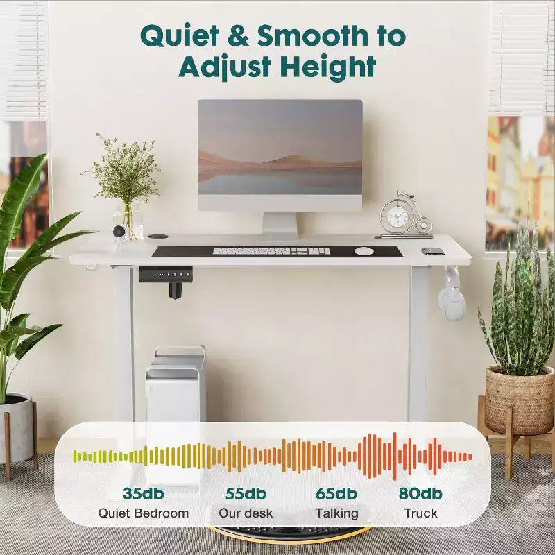 Bureau ergonomique réglable en hauteur avec support en T en métal Postes de travail informatiques modernes