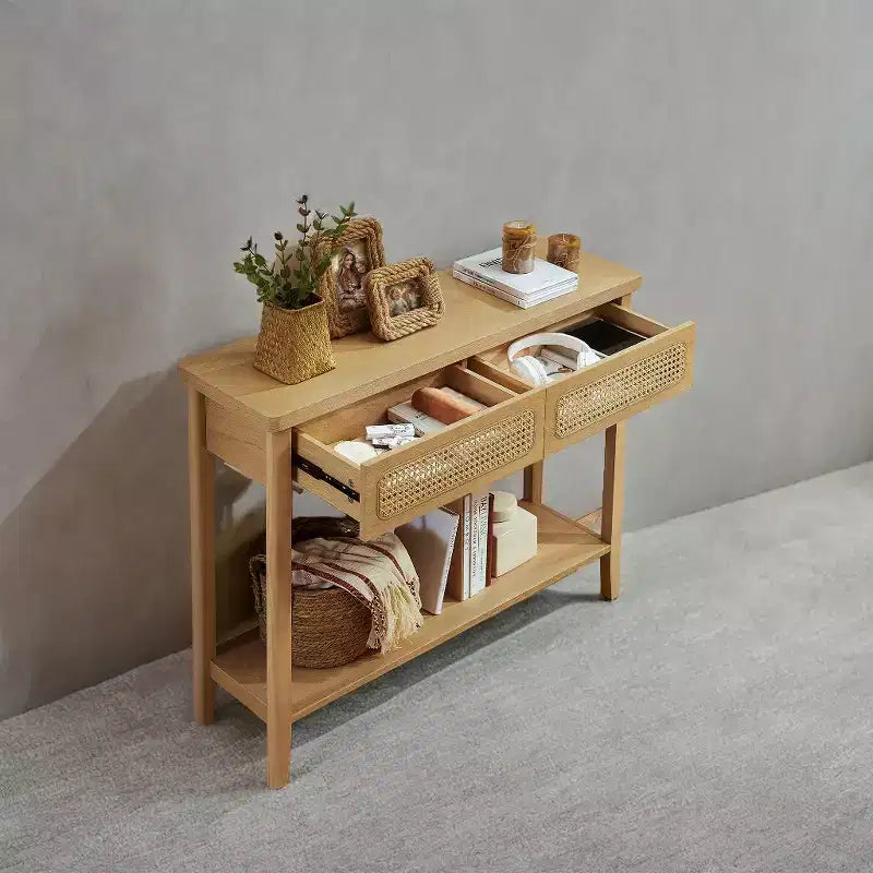 arrow Console Table Tavolo consolle con cassetti Piccolo tavolo d'ingresso Tavolo consolle in rattan Tavolo consolle d'ingresso Tavolo consolle in legno
