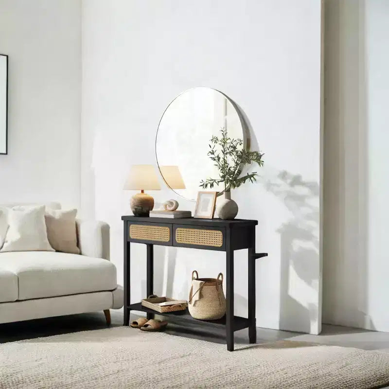 arrow Console Table Tavolo consolle con cassetti Piccolo tavolo d'ingresso Tavolo consolle in rattan Tavolo consolle d'ingresso Tavolo consolle in legno