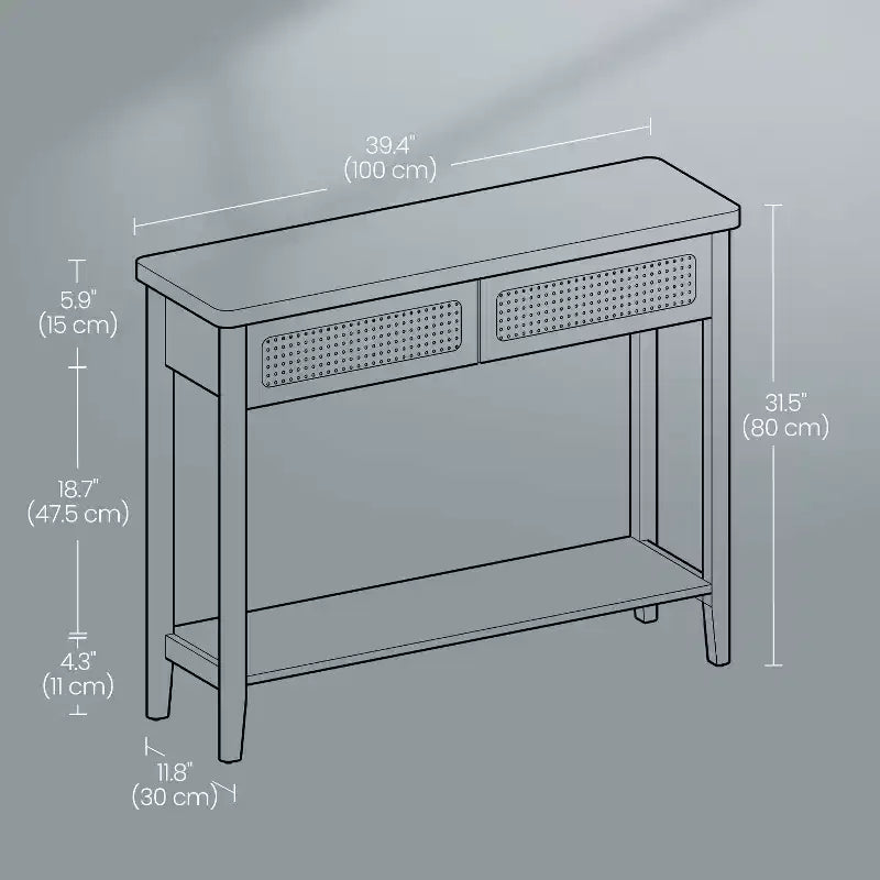 arrow Console Table Tavolo consolle con cassetti Piccolo tavolo d'ingresso Tavolo consolle in rattan Tavolo consolle d'ingresso Tavolo consolle in legno