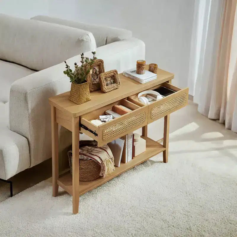 arrow Console Table Tavolo consolle con cassetti Piccolo tavolo d'ingresso Tavolo consolle in rattan Tavolo consolle d'ingresso Tavolo consolle in legno