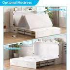 Mjkone Letto a Scomparsa a Mobile, Letto a Scomparsa Moderno Queen con Materasso, Stazione di Ricarica USB Incorporata e Cassetti