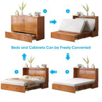 Mjkone Letto a Scomparsa a Mobile, Letto a Scomparsa Moderno Queen con Materasso, Stazione di Ricarica USB Incorporata e Cassetti