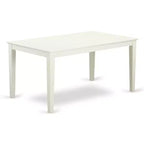 Set tavolo da cucina HomeStock in lino bianco, 7 pezzi, tavolo rettangolare e 6 sedie