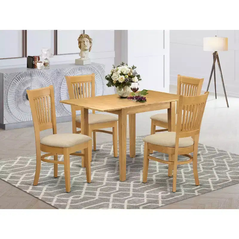 HomeStock Oak 5 Piece Kitchen Table and Chairs Set