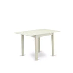 Set da pranzo HomeStock 5 pezzi, tavolo bianco in lino con sedie azzurre