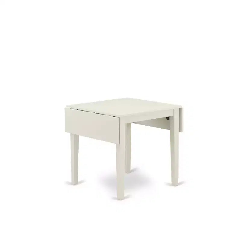Set da pranzo HomeStock 5 pezzi, tavolo bianco in lino con sedie azzurre